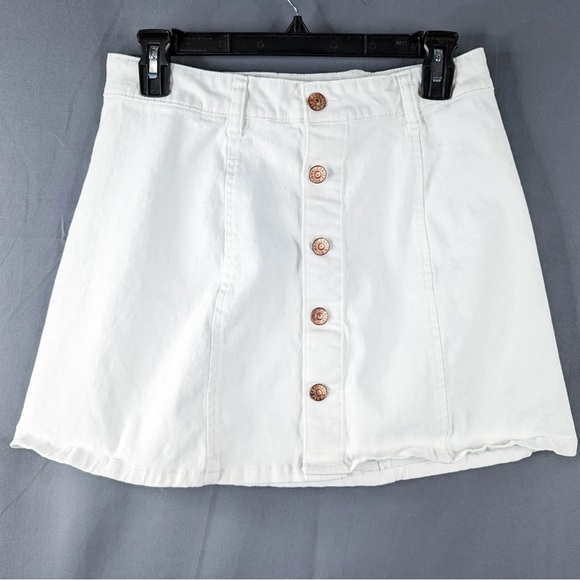 Dresses & Skirts - White Denim Mini Skirt w/ Buttons